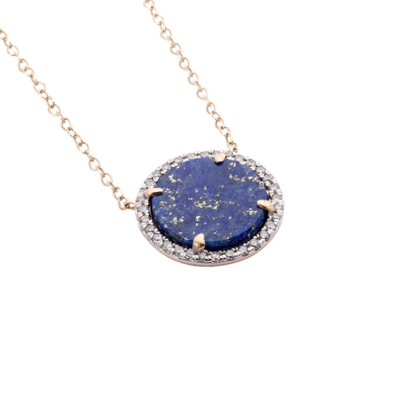 Celeste Lapis Diamond Halo Pendant