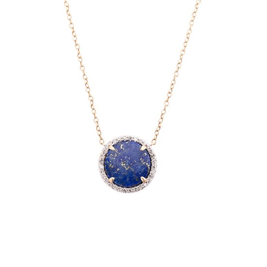 Celeste Lapis Diamond Halo Pendant