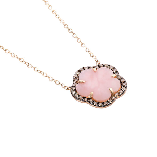 Rose Bloom Opal Diamond Pendant