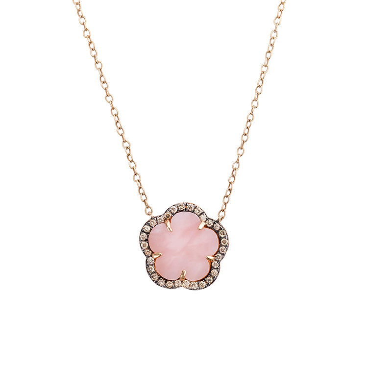 Rose Bloom Opal Diamond Pendant