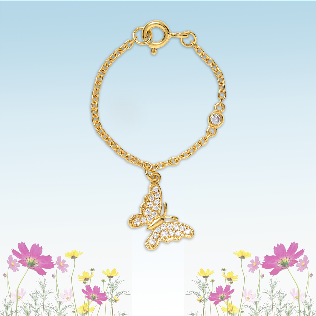 Lucky Butterfly yellow in Gold, diamonds watch charm