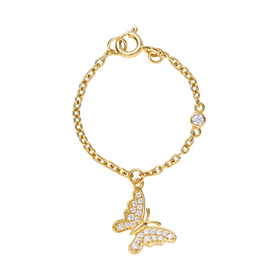 Lucky Butterfly yellow in Gold, diamonds watch charm