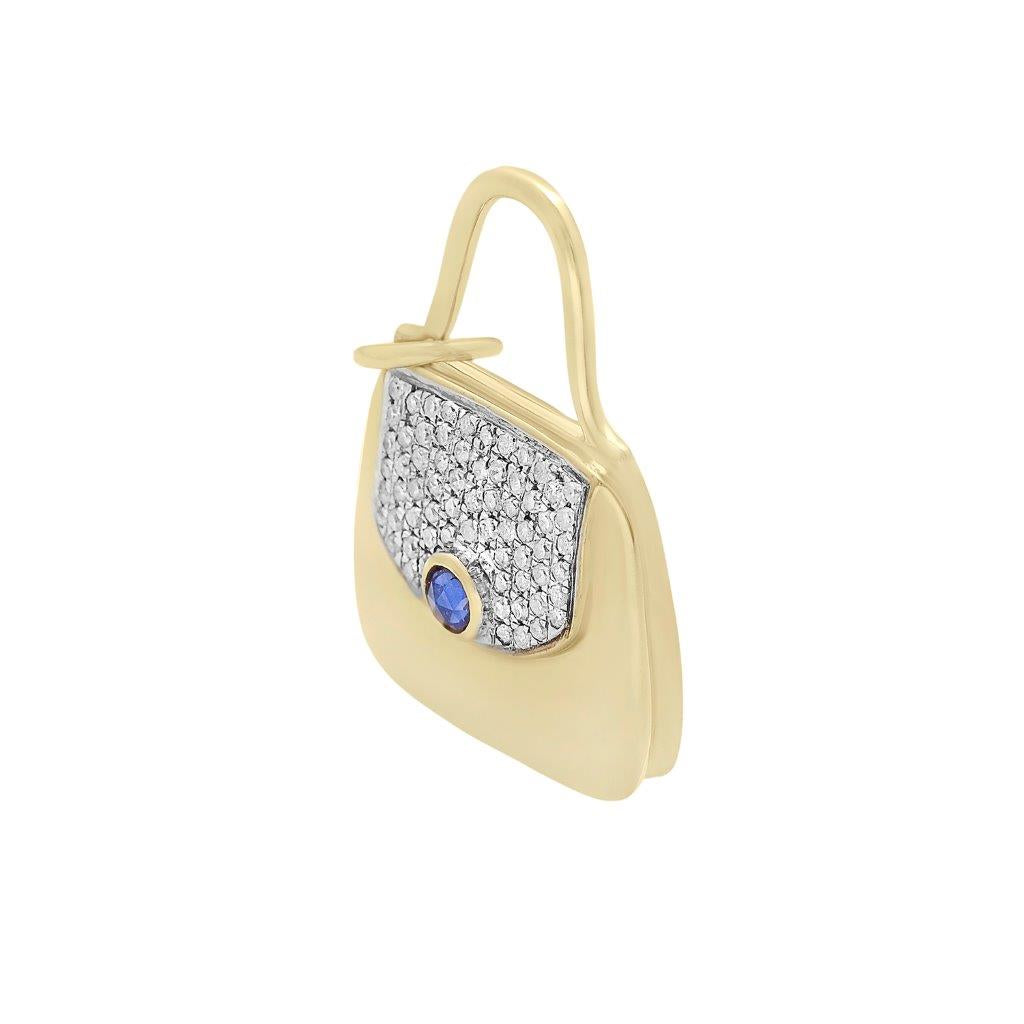 14 Ct yellow Gold Diaomnds & Sapphire Bag Pendant